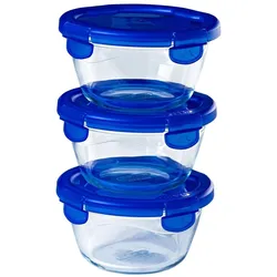 Pyrex Runde Koch- und Gehschüssel mit Deckelset, Vorratsbehälter, Blau