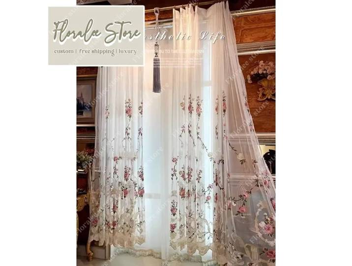 Rideaux de fenêtre en Tulle brodés de luxe, nouveau Style européen, pour salon, chambre à coucher, salle à manger, taille personnalisée, décor de porte de séparation