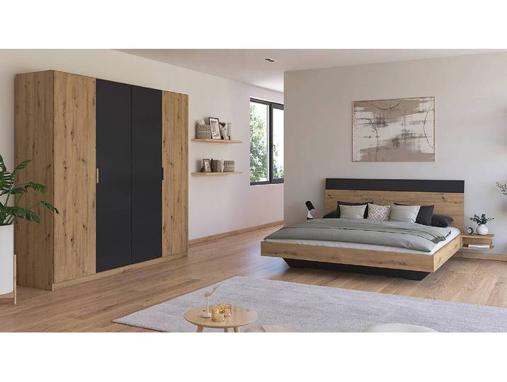 Schlafzimmerset 2-teilig Dreher 180 x 200cm Braun/Graumetallic/Eiche Artisan Dekor