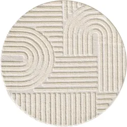 Carpetsale24 Teppich Rund 120 cm Creme, Hochflor Wohnzimmer Teppich, Weich & Flauschig, Skandinavisch Boho Stil, Langflor Shaggy, Pflegeleicht