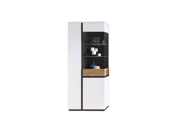 Vitrine mit Glastür alpinweiß - Catania Eiche Breite 84 cm - NOVENA