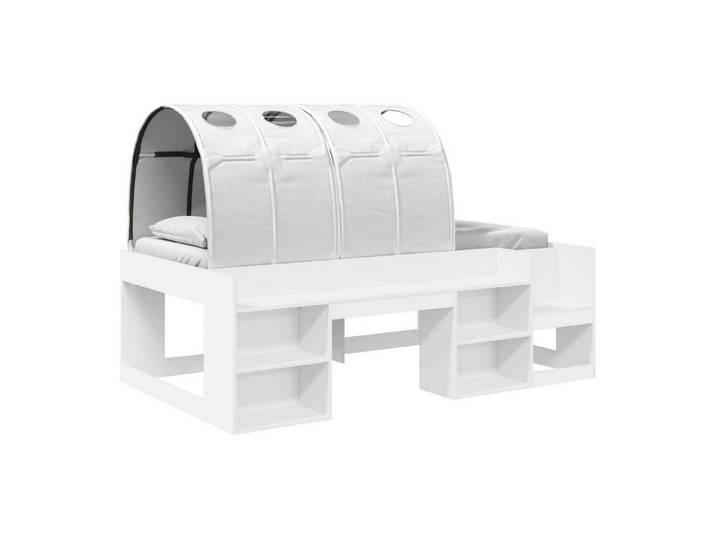 vidaXL Bett Bett mit Tunnel mit Regal 3 stk. Weiß Holzwerkstoff (3-tlg)