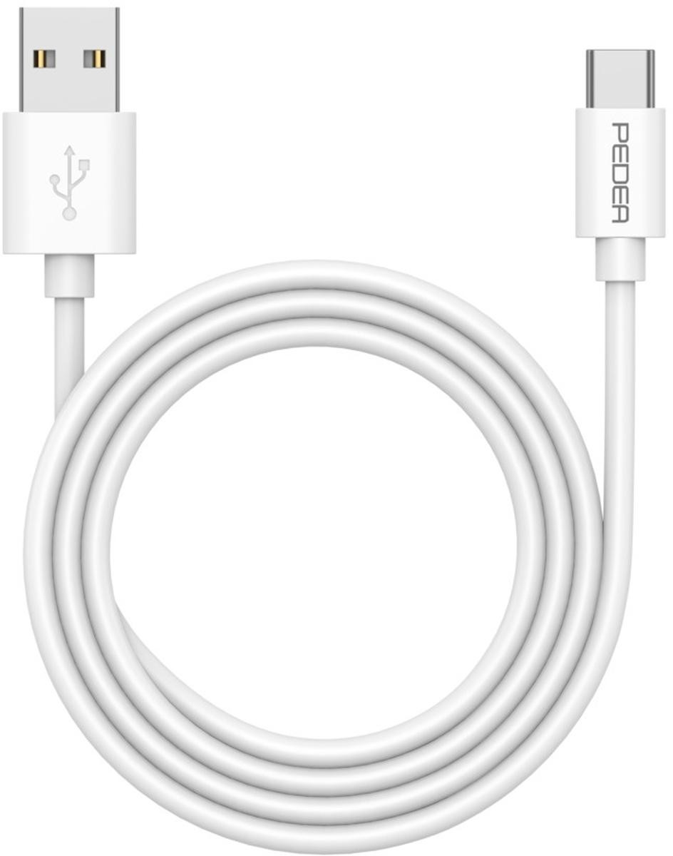 PEDEA Sneloplaad- en datakabel USB-A/USB-C, 1 meter, wit