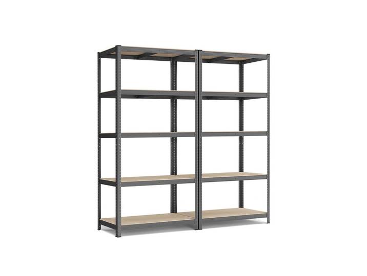 Hansiro Schwerlastregal Lagos 2er-Set, Grau, Holzwerkstoff, 100x200x50 cm, Freizeit & Co, Heimwerken, Werkstatteinrichtung, Schwerlastregal