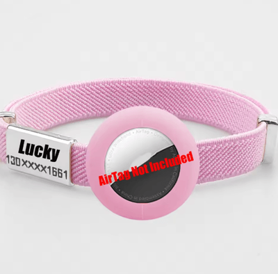 Inspire Picks SafeTrack AirTag Cat Collar With Personalized Name Tag & GPS Holder pink N Case N Tag onesize 5 12in