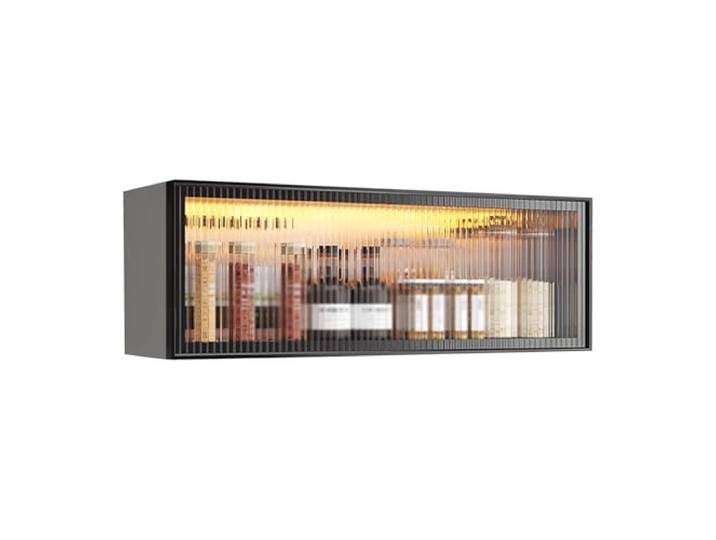 An der Wand montierter Küchenvitrinenschrank, moderne graue und weiße Speisekammer mit Türen und Regal(Black-b,50x32x19cm)
