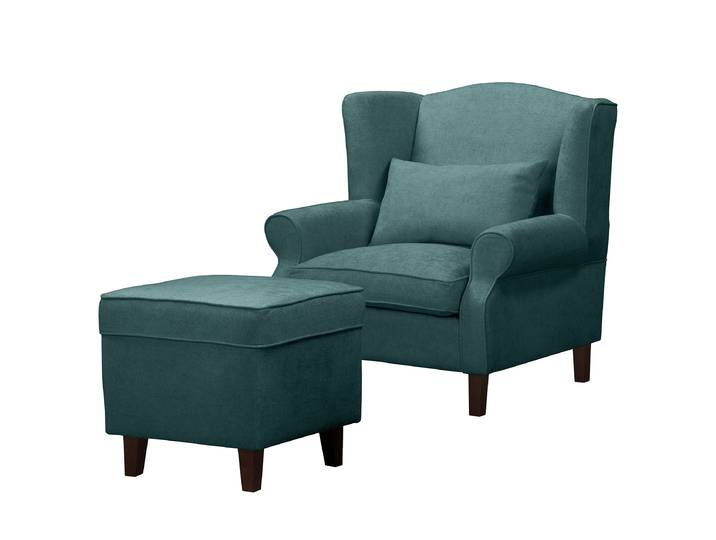 Fauteuil XL Bleu Tissu Libra Avec repose-pieds 94 x 93 x 87cm