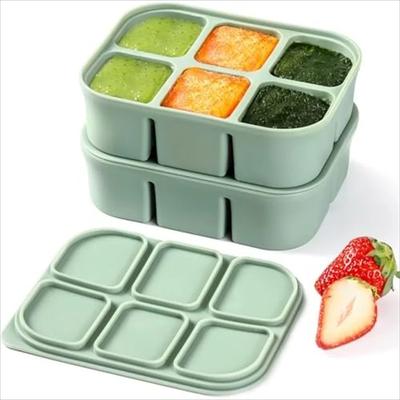 Inspired Living Stackable Large Silicone Ice Cube Tray With Lid Easy Release Square Whiskey Ice Mold red