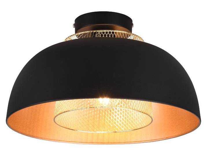 Plafonnier PUNCH noir et doré\, 1xE27x40W\, métal\, dimensions : 20\,5x35x35 cm\, IP20\, RL