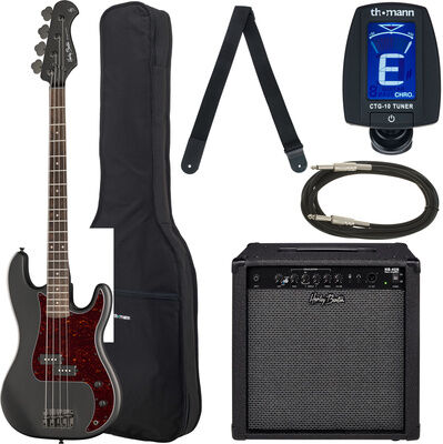 Harley Benton PB-20 Standard SBK Bundle Mattschwarz