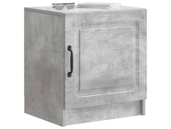 KTHLBRH Nachtschrank 2-teilig grau Beton 43 x 34,5 x 47 cm Engineered Wood Door 90° Drehgriff Schwarz Vintage Schlafzimmer