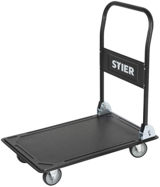 Chariot à plate-forme rabattable STIER, capacité de charge 150 kg, plate-forme 735x470 mm, 735 x 470 mm, acier, chariot transport , chariot de service (904285)