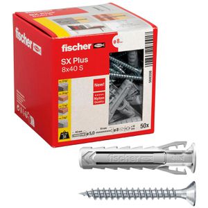 Fischer Schrauben-Dübel-Set 568208, SX Plus S, 8x40mm Universaldübel & Schrauben, 100-teilig