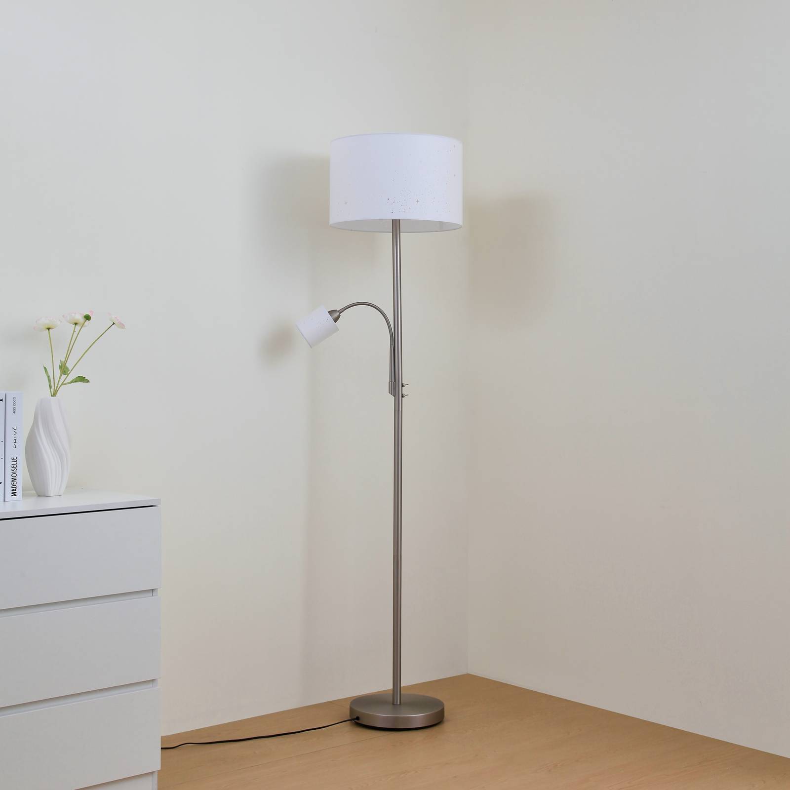 Stehlampe Jaileen Lindby, weiß / opal, für Wohn- / Esszimmer, Metall, Modern, Stehlampe