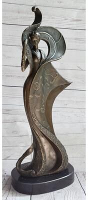 Bronzhaus Signed Original Kin A Tribute To Erte Bronze Sculpture Marble Figurine Figure