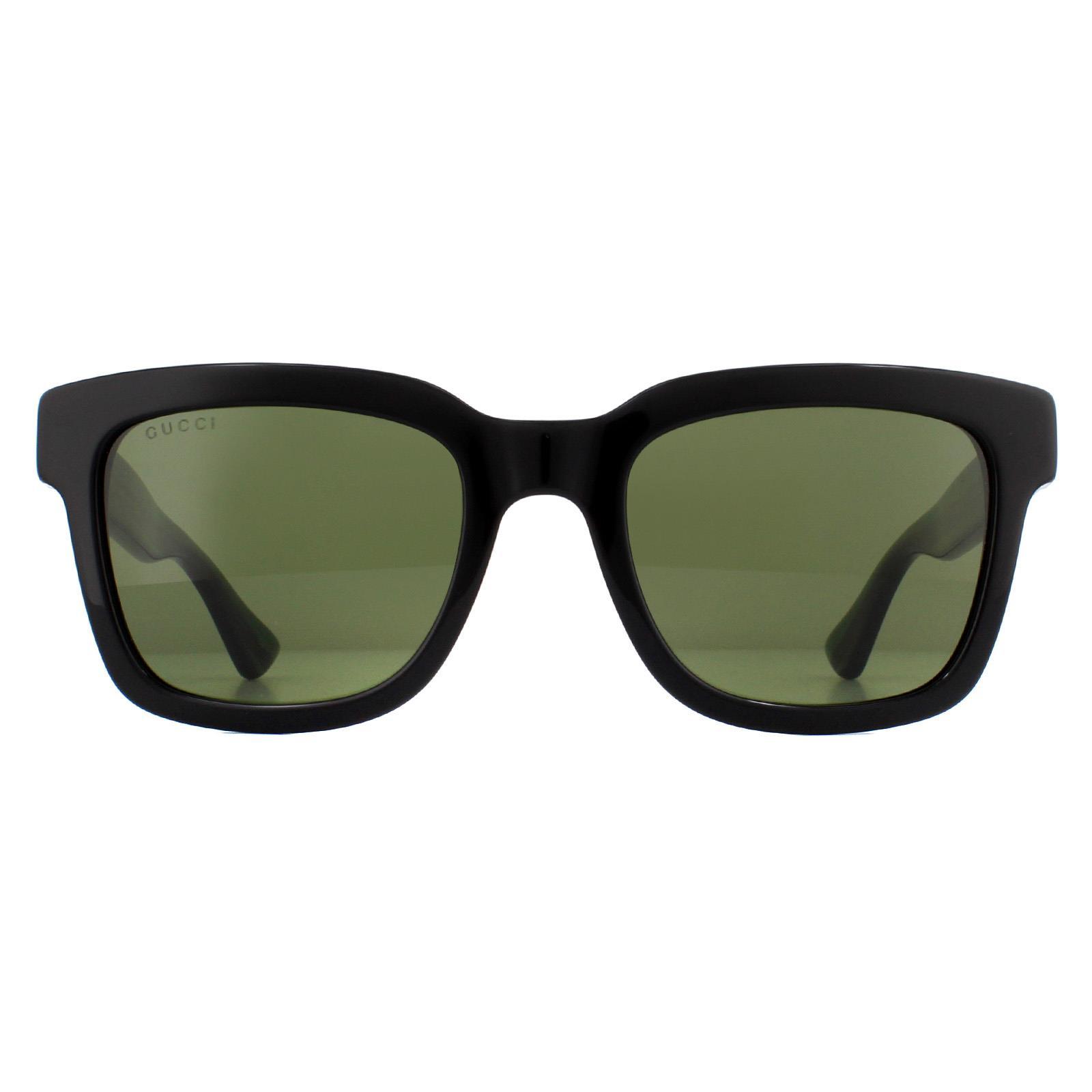 Gucci Square Mens zwart en groen met rode streep groene zonnebril
