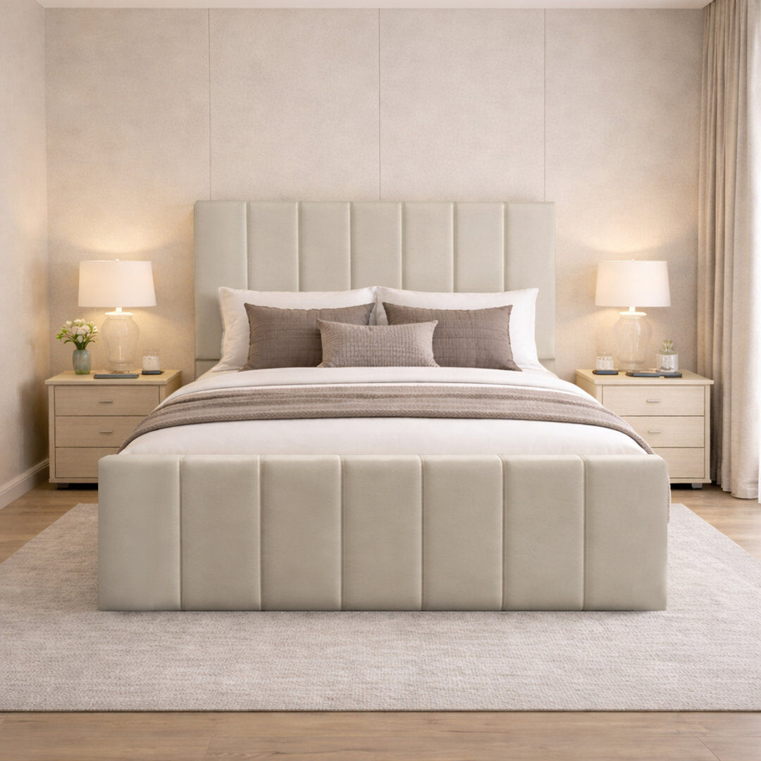 17 Stories Connell Upholstered Storage Bed Frame Coffee Kingsize (5')