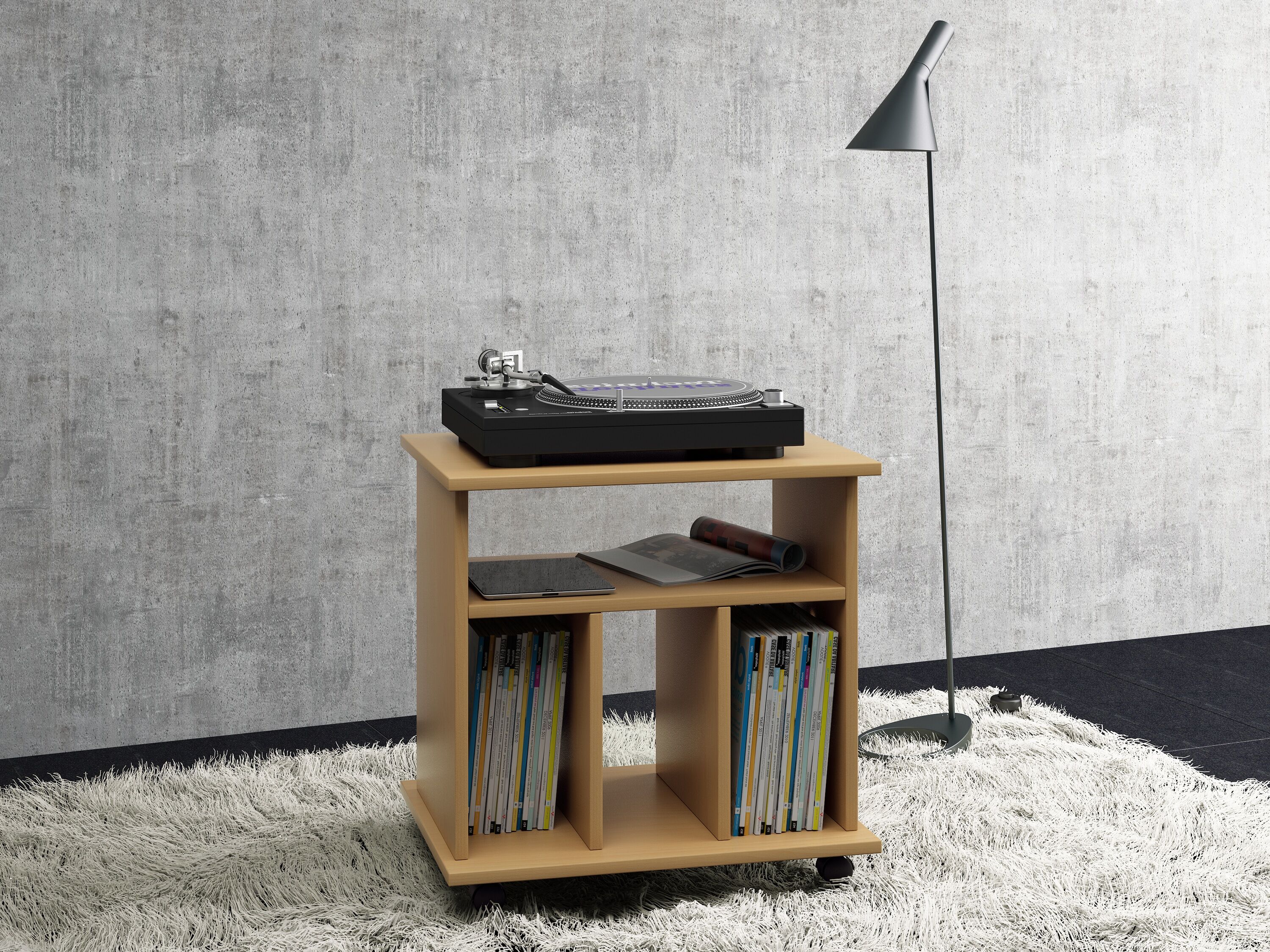 Couchtisch VCM "Holz Beistelltisch Couchtisch Rollen Tabina", braun (buche), B:60cm T:45cm, Tische, Couchtisch