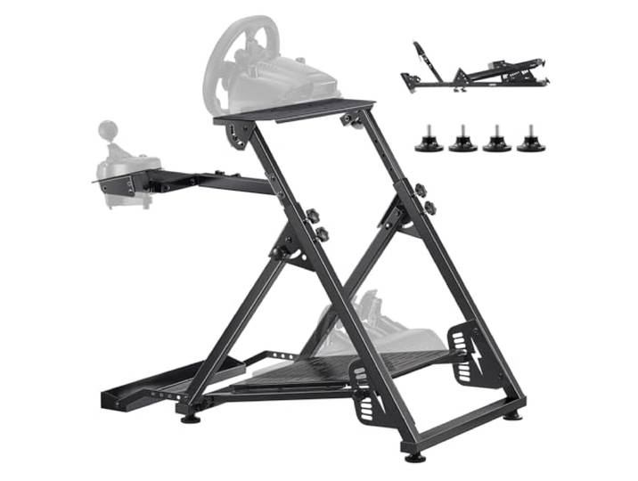VEVOR Support de Volant Course Pliable Cockpit Simulateur Course Réglable\, Compatible Logitech G923 G920 G29 G27\, Thrustmaster T300RS TX F458\, T500RS\, T3PA-PRO (F1/GT)\, Pédales Simulateur Non Inclus