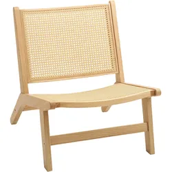 RATTANSTUHL ohne Armlehne, Stuhl mit Rattan-Rückenlehne, Holzrahmen