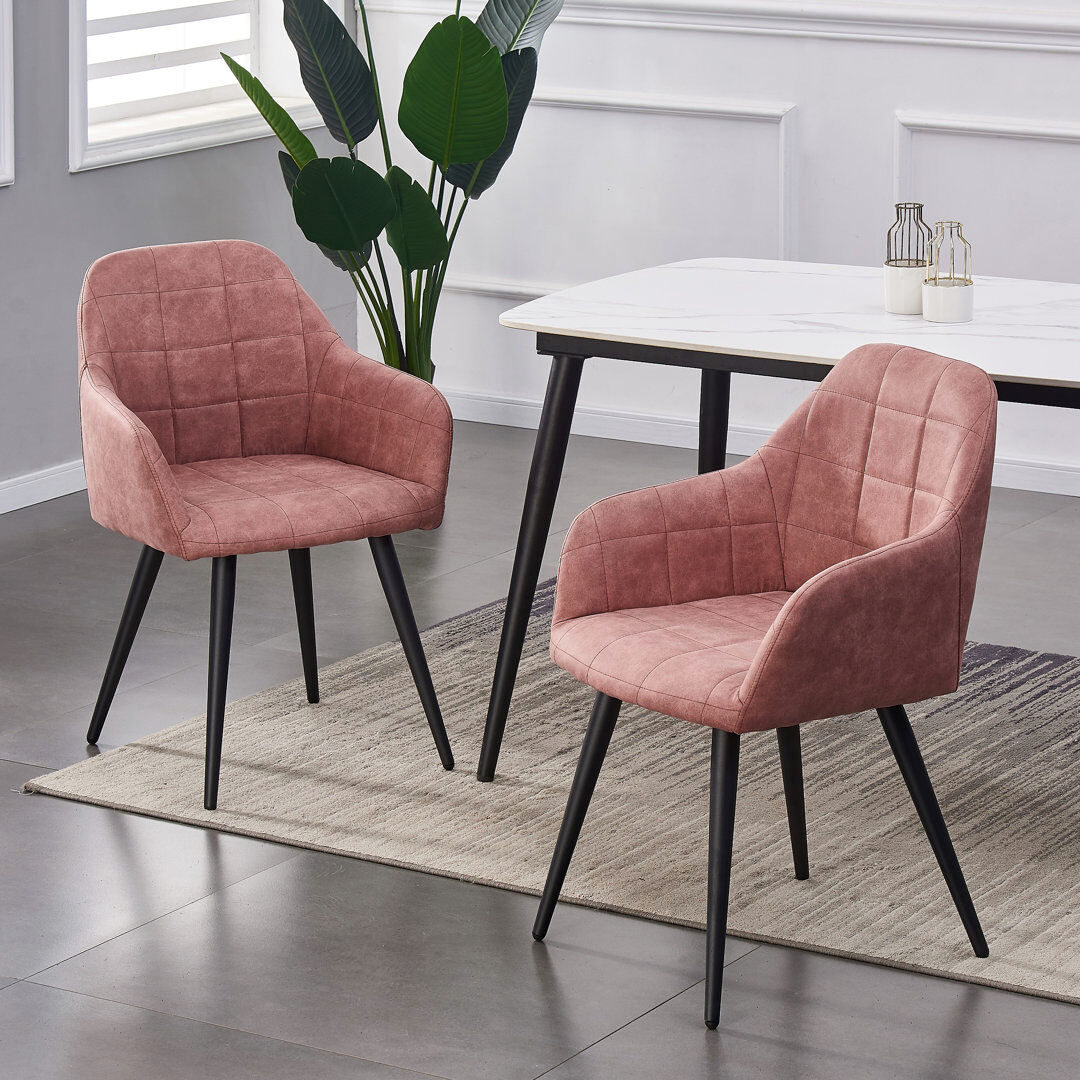 17 Stories Aliauna 47 cm H Velvet Armchair Pink 82cm H X 57cm W X 59cm D