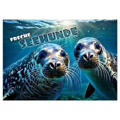 Freche Seehunde (Wandkalender 2026 DIN A2 quer), CALVENDO Monatskalender