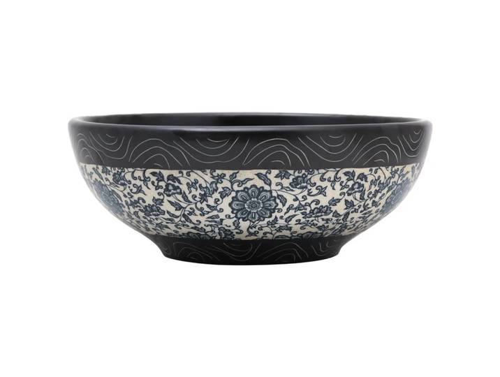 VidaXL Evier de comptoir rond Φ41x14 cm céramique noir et bleu