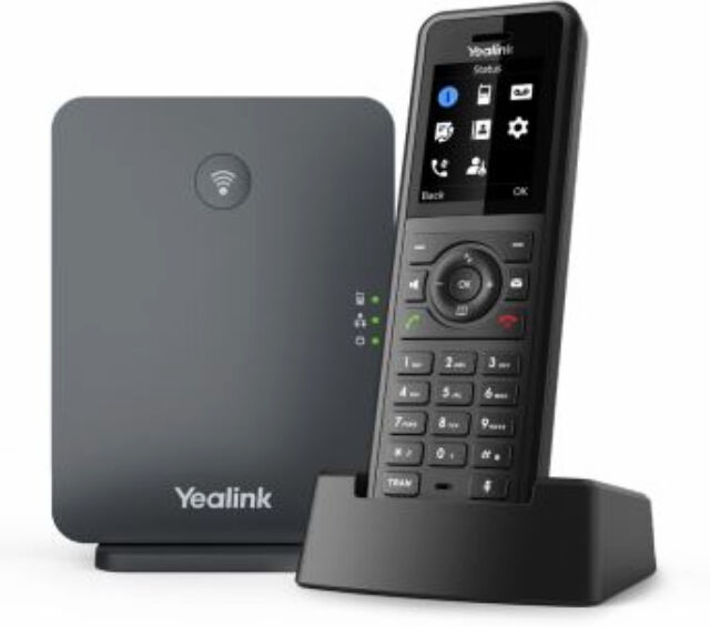 Yealink W77P Téléphone sans-fil IP robuste hautes performances avec suppression du bruit pour les environnements difficiles.