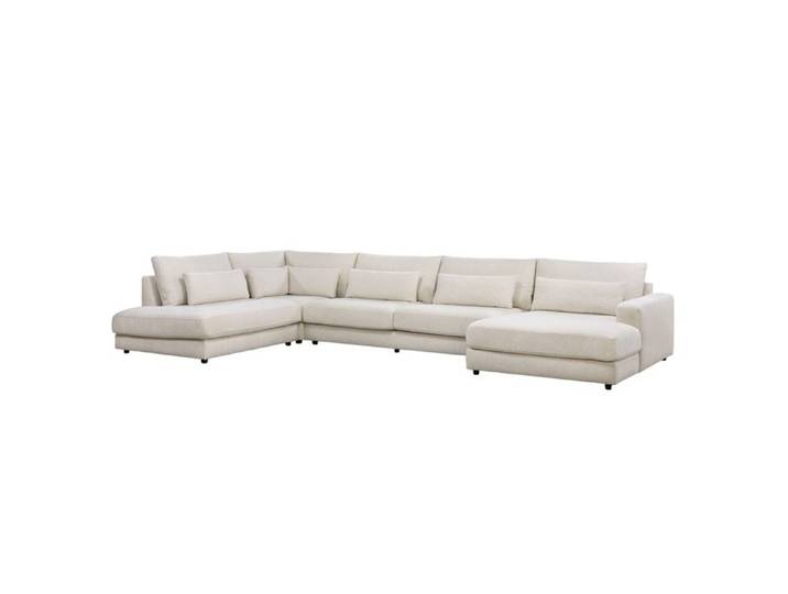 HILONA U - Canapé panoramique tissu beige - Angle droit