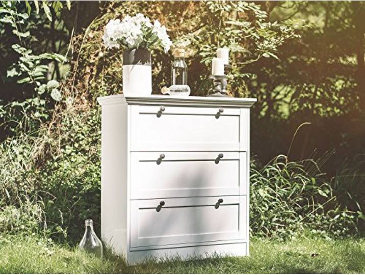 möbelando Kommode >Landsted< in Weiß - 80x90x45cm (BxHxT)