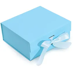 Flat Pack Gift Box - Medium Square (20x18.2x8cm) - Baby Blue