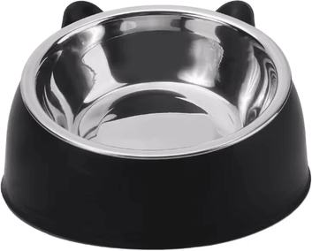 Inspire Picks Elevated Stainless Steel Cat Feeding Bowl Cat Bowl With Ergonomic Inclined Design For Comfortable Eating black