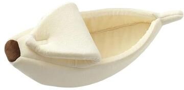 Inspired Finds Cozy Banana Shape Cat Bed For Indoor Cats & Small Dogs beige m