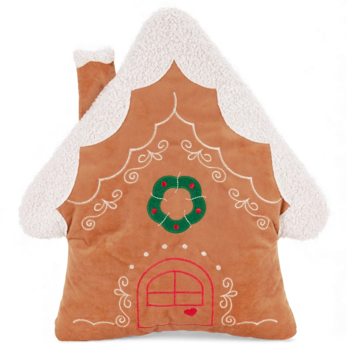Dailygoods Knuffelkussen Peperkoekhuis - Pluche Decoratie - 44 cm