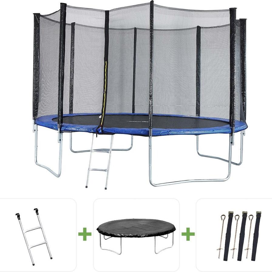 Trampolin "Joycy" - Ø 4,27 m - Mit Netz + Leiter + Abdeckung + Befestigungsset