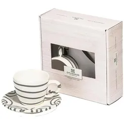 Gmundner Keramik, Tasse, Graugeflammt Espresso für Dich/2tlg.im Geschenkk. (2x)