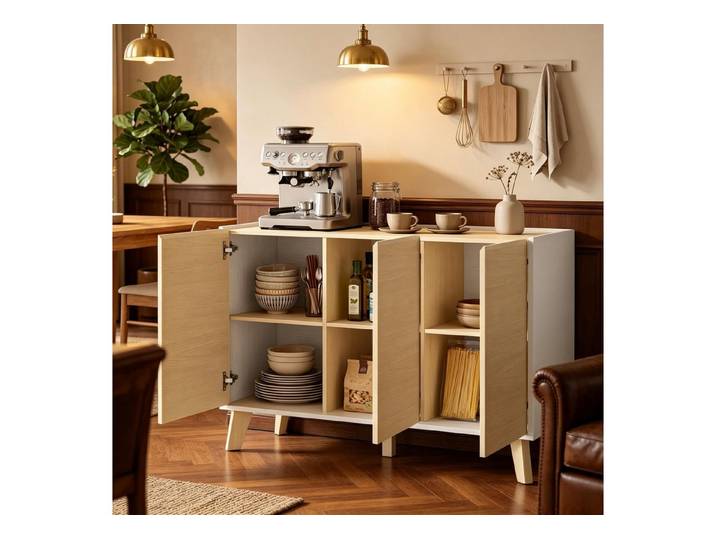 Fine Life Pro Sideboard Buffet nordischer Stil, 3 Türen, 6 Fächer