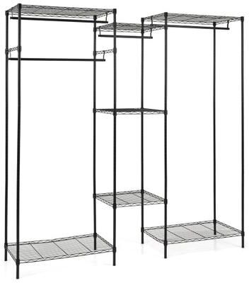 Costway Convertible Clothes Organizer with L-shape and Horizontal Installation-Black
