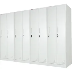 PROREGAL Mega Deal 4x Spind Schrank ELEPHANT Metall 2 Abteile 180x60x50cm Kleiderstange & Kleiderhaken Lichtgrau Spindschrank Kleiderschrank
