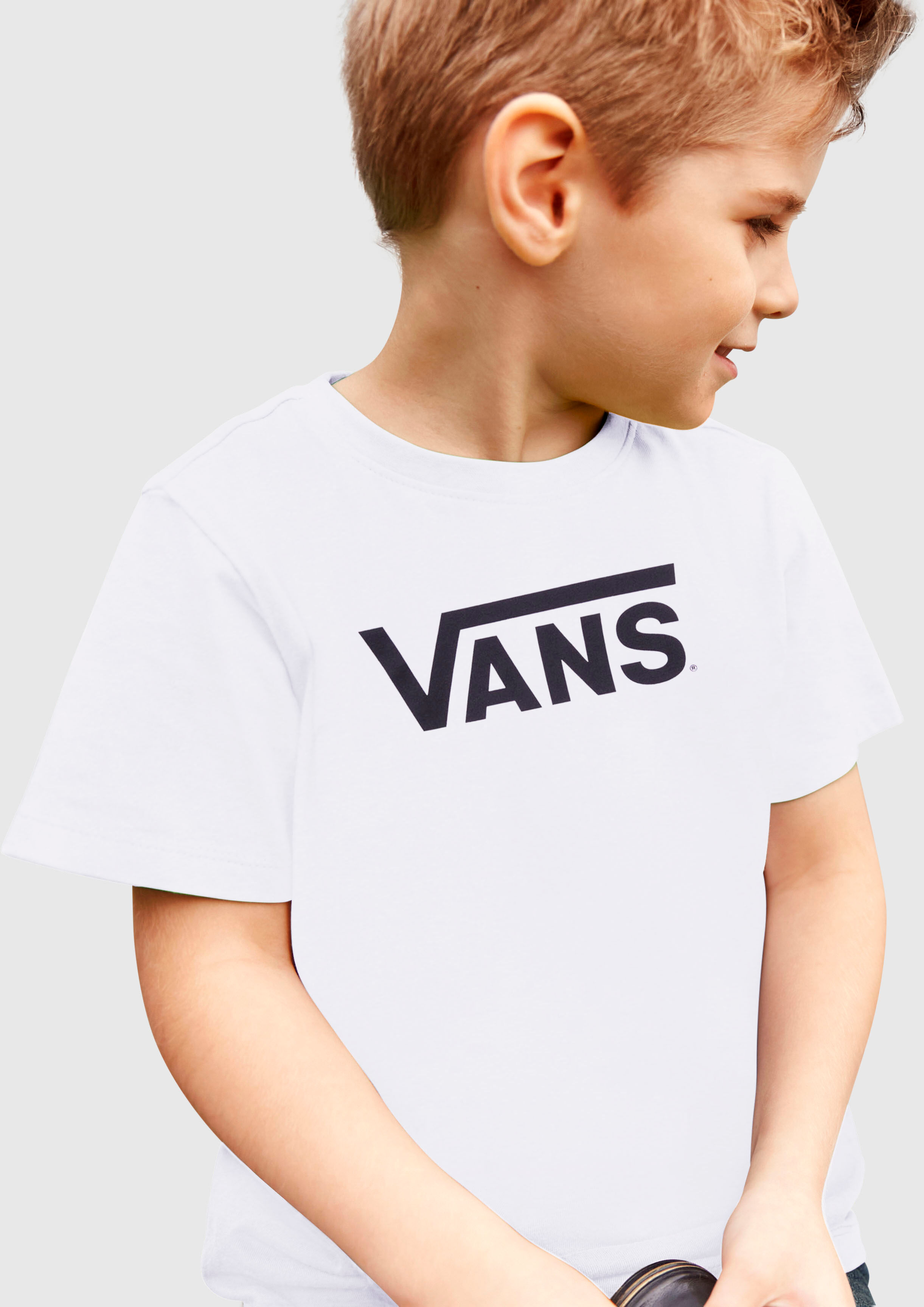 T-Shirt VANS "VANS CLASSIC KIDS", Jungen, Gr. 7 (128), weiß, Single Jersey, Obermaterial: 100% Baumwolle, Rundhals, Shirts T-Shirt, für Kinder, mit Rundhalsausschnitt, Kurzarm, aus Baumwolle