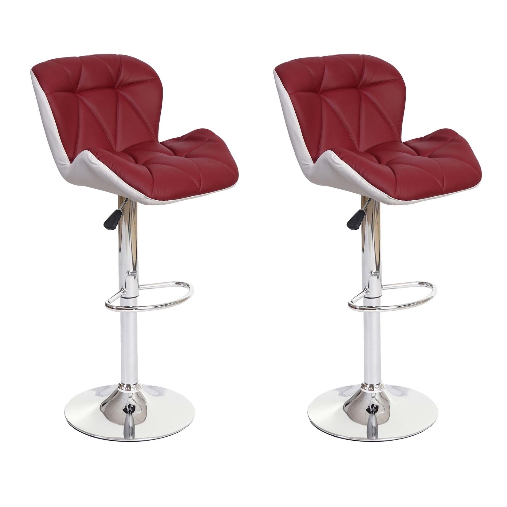 2er-Set Barhocker MCW-A92, Barstuhl Tresenhocker, höhenverstellbar Kunstleder ~ bordeaux