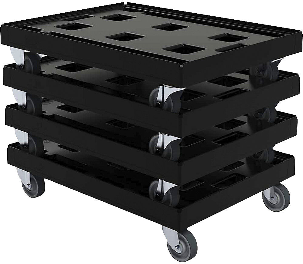 Transportroller, schwarz, aus Recycling-Material, 500 kg Tragkraft eurokraft basic