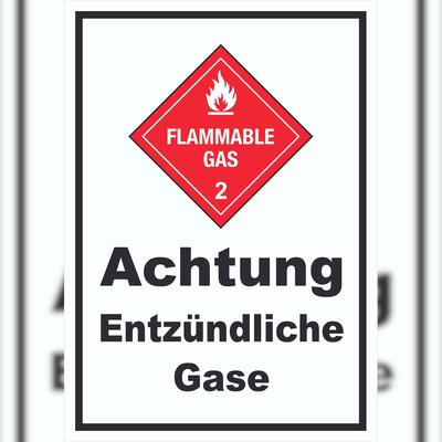 HB-Druck Schild Entzündliche Gase Flammable Gas A5 (148x210mm)