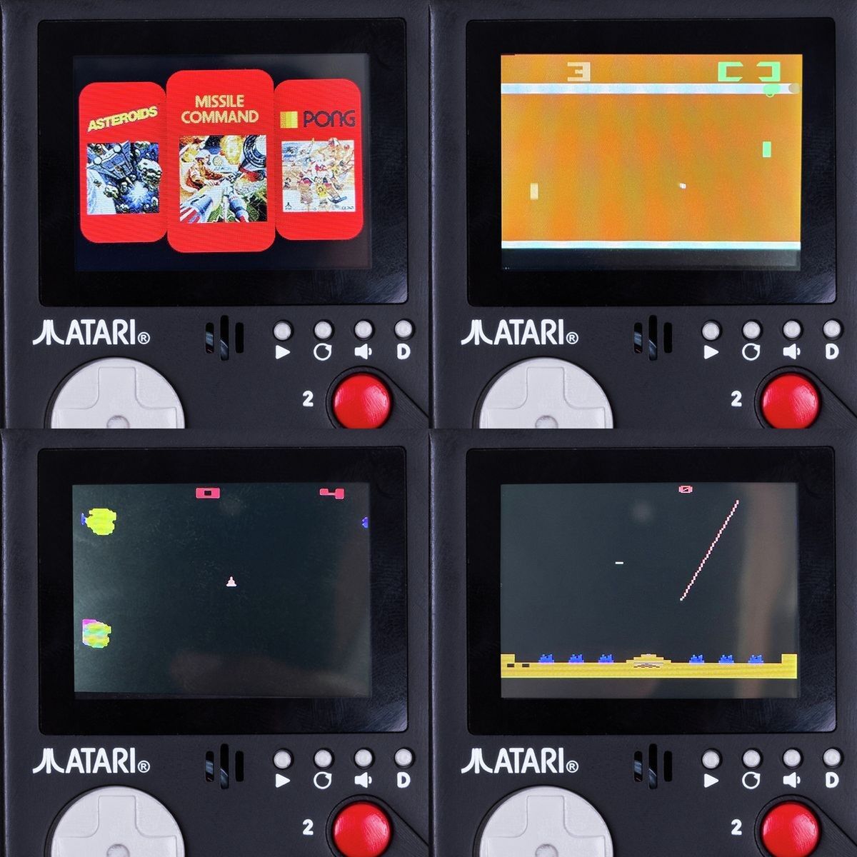 Official Atari Cartridge Handheld Keyring Console - 3 In 1 Games: Pong, Asteroids & Missile Command
