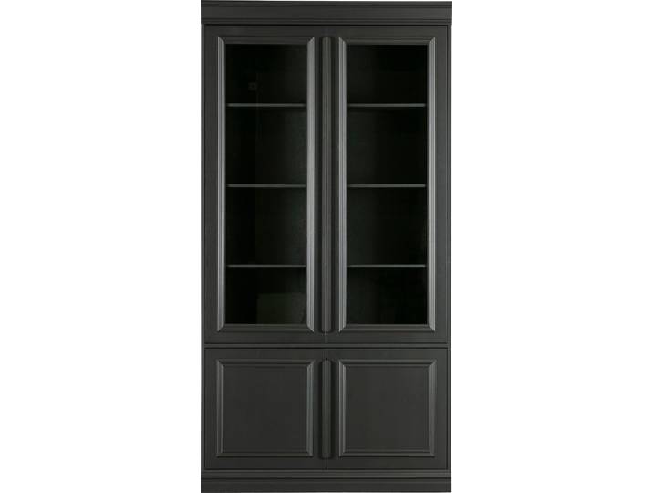 Vitrine WOOOD Organize FSC-Kiefernholz mit Glastüren, H 215 x B 110 x T 44 cm , schwarz, Holzwerkstoff, Schränke, Vitrine, Tragkraft 15 kg pro Boden, höhenverstellbare Böden, pfleigleicht