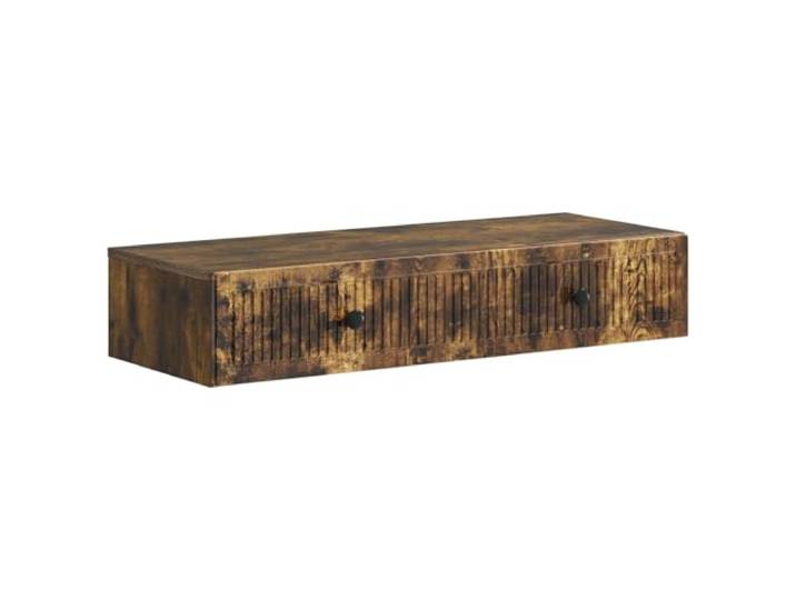 Wandmontierter Beistelltisch Geräucherte Eiche Holzwerkstoff Rechteckig Platzsparend,Ingenieurholz,glatte Oberfläche,leichter Reinigung,Stauraum,Fächer,Wandmontage,modernes Design,Wohnzimmer