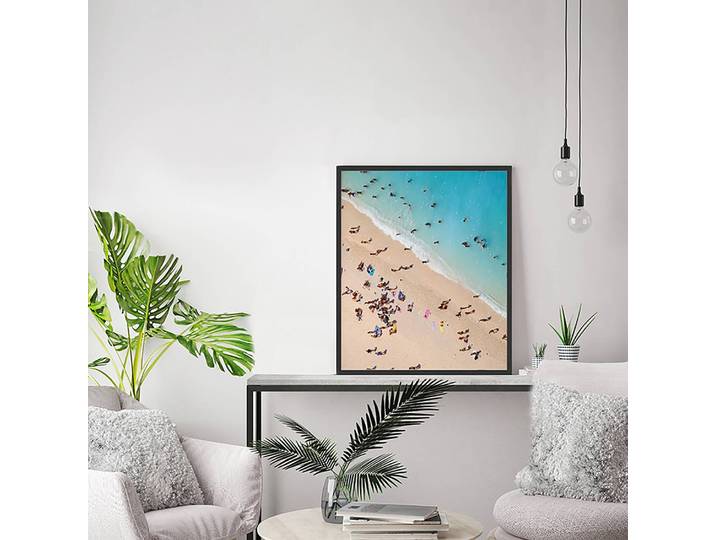 Tableau déco Ocean City Cadre : hêtre massif verni Revêtement : plexiglas Multicolore 52 x 62cm