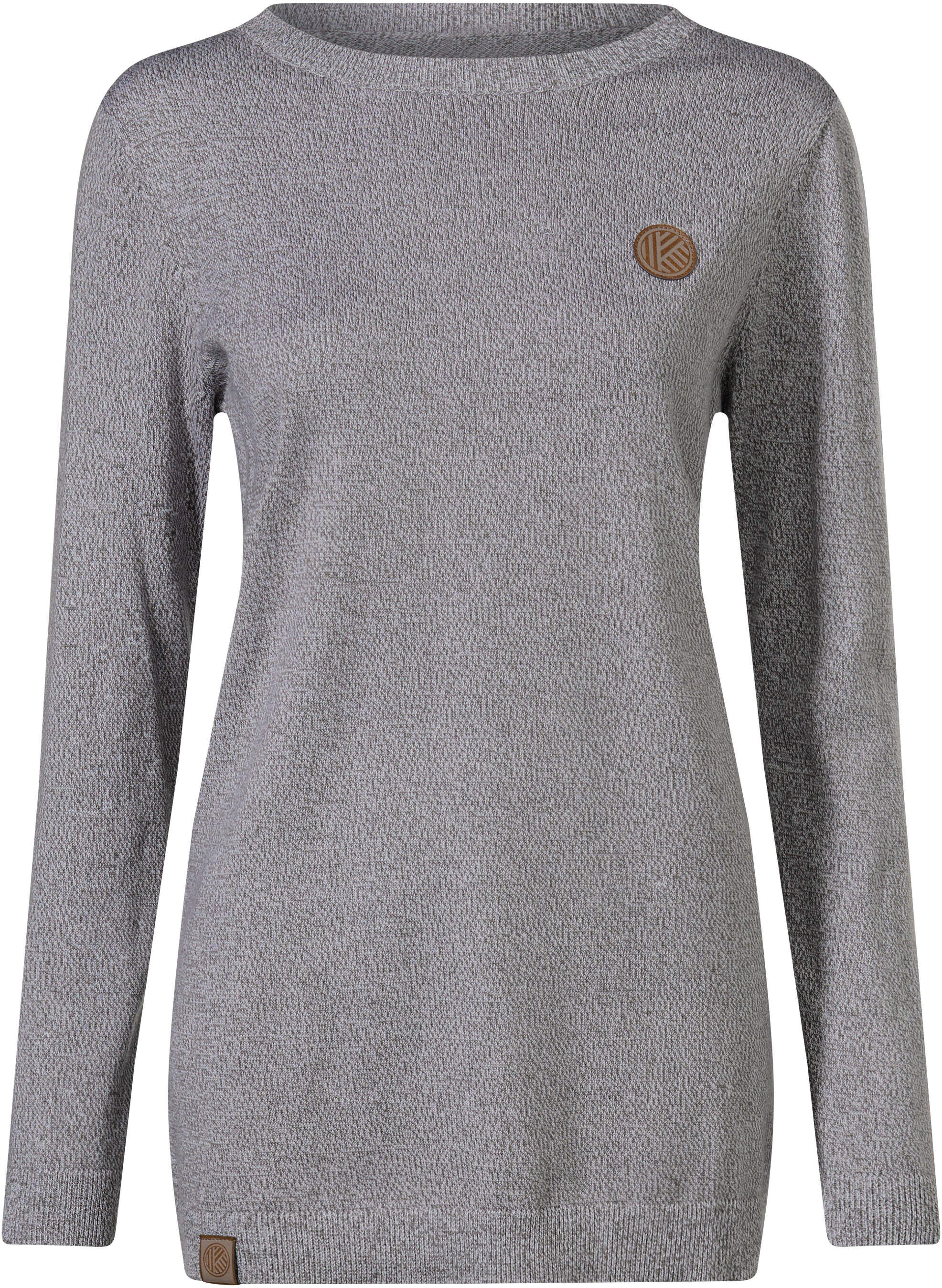 Sieh An! Longpullover SIEH AN "Longpullover Longpullover mit 50% Baumwolle", Damen, Gr. 48, grau (grau, meliert), Strick, , Sportlich, Rundhals, Pullover Longpullover