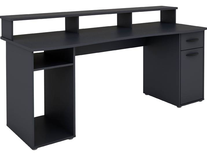 Gamingtisch BYLIVING Fantastic , grau (anthrazit, anthrazit, anthrazit), B:180cm H:93cm T:65cm, Tische, Gamingtisch, mit Aufsatz, Breite 180 cm