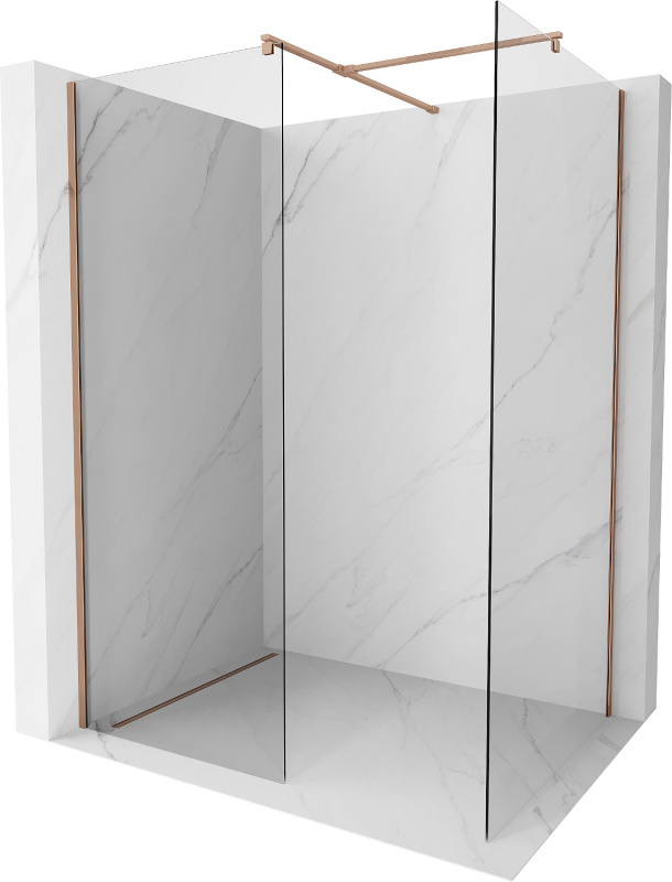 Mexen Kioto Walk-in-Dusche 90 x 75 cm, transparent, roségold - 800-090-202-60-00-075